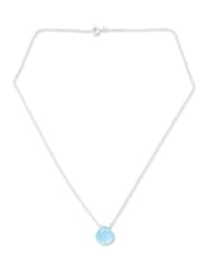 Blue chalcedony pendant necklace, Mystical Petal - Blue Chalcedony Pendant Necklace