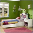 South Shore Logik Kids Pure White Twin Wood Mates Storage Bed 3 Piece Bedro ....