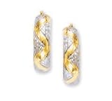 10k Two-Tone 6 mm Diamond-Cut Hoop Earrings