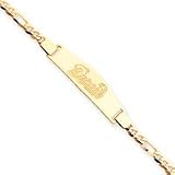 14K Miami Dolphins Med Team Name W/Logo Id Figaro Bracelet - NF1088-7