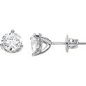 Polished-Threaded 14k White-gold Pair 05.00MM =1 CTTW Moissanite Stud-earrings