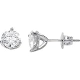 Polished-Threaded 14k White-gold Pair 05.00MM =1 CTTW Moissanite Stud-earrings