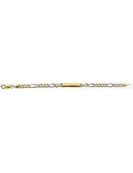 4mm 14k Tri Color Figaro ID Bracelet 6"