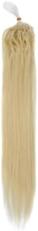 100 Strands Silky Straight Loop Micro Remy Human Hair Extensions - 19 Inch (24# Natural Blonde)