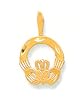 14kt Gold Diamond Cut Irish Celtic Claddagh Pendant