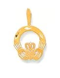 14kt Gold Diamond Cut Irish Celtic Claddagh Pendant