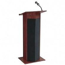 Oklahoma Sound 111PLS-MY Power Plus Floor Sound Lectern, 22" Width x 46" Height x 17" Depth, Mahogany