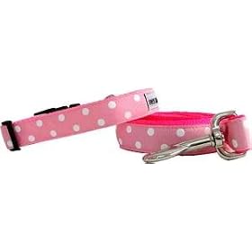 Owen & Olivia Designer Dog Collar - Pink & White Dots (Extra Large)