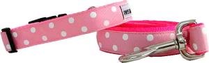 Owen & Olivia Designer Dog Collar - Pink & White Dots (Extra Large)