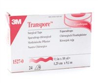3M Transpore Tape 1/2 inch x 10 yds. 24 rolls in a box #1527-0