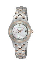 Seiko Women's SXDB76 Rose Gold Finish White Mother Of Pearl Dial Dress Watch
