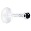 16 Gauge 3/8" Solid 14KT White Gold 2mm Genuine Onyx Bioplast Push in Labret