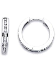 14k White Gold Classic Diamond Hoop Earrings 1/2 ct (G-H Color, I1 Clarity)