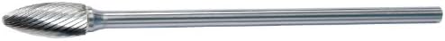 Easy Abrasives SH-5L6 Flame Shape Long Shank Carbide Bur, Single Cut, Radius End, 1/2" Cutting Diameter, 1-1/4" Cutting Length, 6" Overall Length