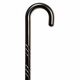 Carved wood Cane - Black Stain color. This traditional walking cane can be used in either right or left hand. This cane is also known as hospital cane. It is made in solid wood, weight capacity 250 pounds, height 36-37 inches.