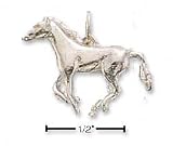Sterling Silver Small Side View Galloping Horse Charm (3d)