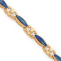 14k 7 Inch Polished Fancy Created Opal Bracelet by Opal Bracelets