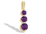 14K Yellow Gold Genuine Round Amethyst 3-Stone Pendant