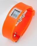 GSI Quality Waterproof Silicone Gel Sporty Wrist Band Watch - Square Face Digital LCD Style, For Children And Sports - Orange