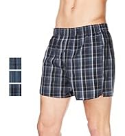 3 Pack Authentic Pure Cotton Checked Boxers