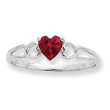 10k White Gold Genuine Ruby Birthstone Ring - Size 6 - JewelryWeb