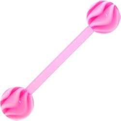 Bioplast Pink Swirly Beach Barbell Tongue Ring