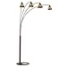 Four Arm Bronze Mission Tiffany Glass Arc Floor Lamp