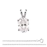 Ladies 0.71 Ct Oval cut Diamond Solitaire Pendant 16 inch Rope Chain 14k White Gold E-VS1