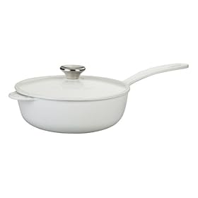 Le Creuset Enameled Cast-Iron 2-1 4-Quart Saucier Pan, White by Le Creuset