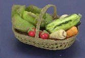 Dollhouse Miniature Artisan Basket Of Whole Vegetables