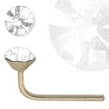 Image of Jewelco London 9ct Yellow gold Cubic zirconia set Nose Stud