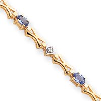 14k Fancy Bow Tie-Link Diamond Tanzanite Bracelet - 7 Inch - Box Clasp by JewelryWeb