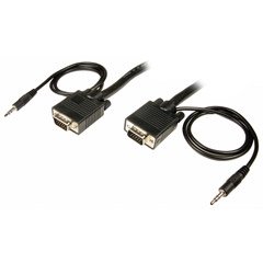 Cables Unlimited PCM-2240-10 SVGA Cable With 3.5mm Male to Male Audio (10 Feet, Black)