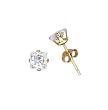 Sterling Silver Gold Plated Stud Earrings with Clear CZ - Square Stamping - 5mm