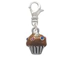Small Chocolate Cupcake with Multicolored Swarovski Crystal Sprinkles - 3-D -...