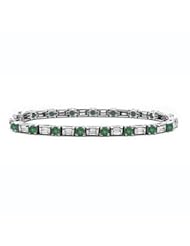 14k Emerald bagguette Diamond Tennis Bracelet (5.50 cts.tw.)