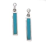 Turquoise Inlay Bar Dangle Earrings Set in Fine 925 Silver