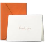 Engraved Tangerine Thank You Pearl White Notes