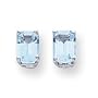 14k White Gold 7x5mm Emerald Cut Blue Topaz Earrings