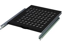 DIGITUS Fachboden 48,3cm 19Zoll fuer Netzwerkschraenke 525mm tief 25KG belastbar perforiert schwarz ausziehbar