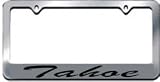 Chevy Tahoe Script Chrome License Plate Frame with 2 free caps