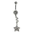 Stainless Steel Belly Ring with Clear Australian Crystals - Star 14g/5mm ball