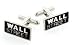 Silver plated and black enamel Wall Street cufflinks with presentation box. Made in the U.S.A