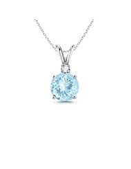 0.69 carats Round Aquamarine and Diamond V-Bale Pendant