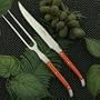 Regular Laguiole Carving Set Rosewood Handle 2 Brass Bolsters