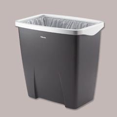 <b>Fellowes(R) Office Suites Desktop Wastebasket, 16 3/8"H x 16"W x 10 1/2"D, Black/Silver</b>