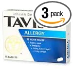 Tavist Allergy 12-Hour Relief Tablets, 16-Count Boxes (Pack of 3)