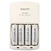 Electronics : Sanyo Eneloop 4 Pack AA NiMH Pre-Charged Rechargable Batteries w/ Charger