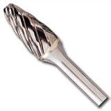 3/8 Dia. x 3/4 L NF Carbide Bur, Tree Shape Radius End for Non-Ferrous Materials