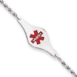 Sterling Silver Non-enameled Medical ID Rope Link Bracelet
